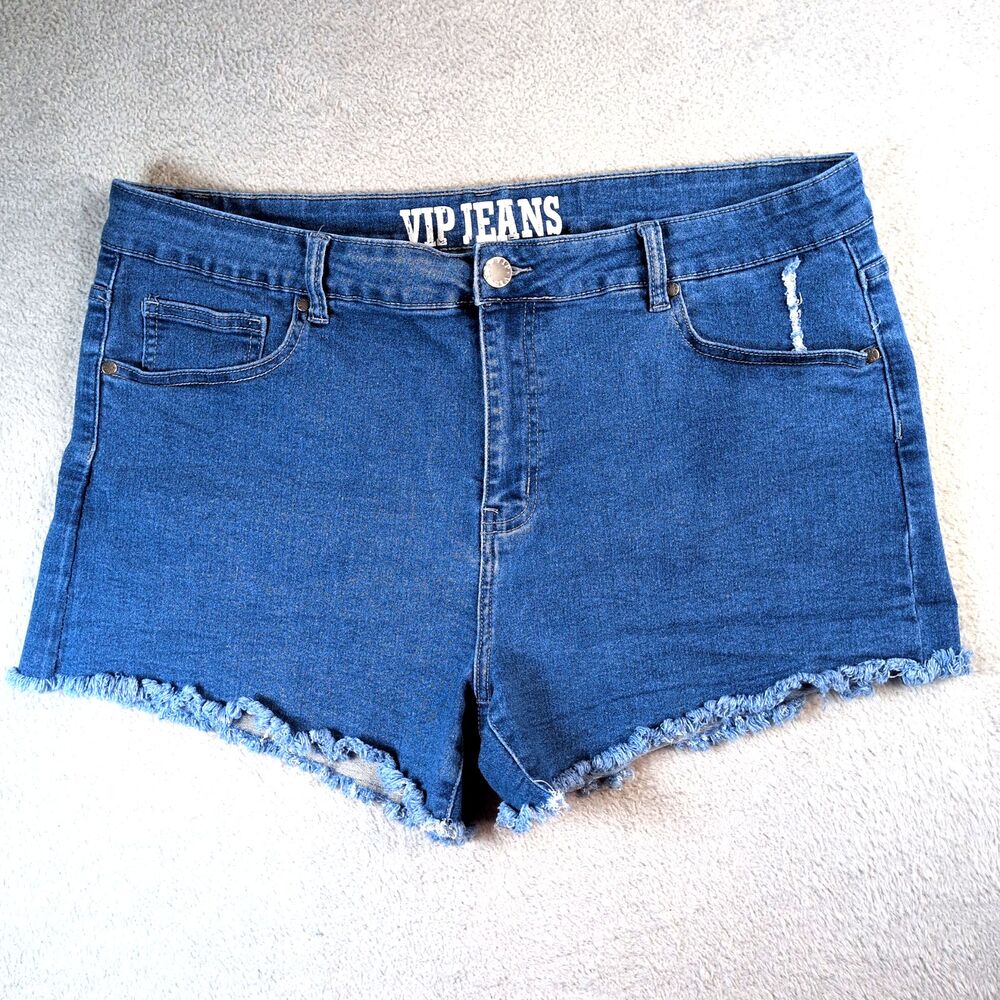 VIP Jean Shorts Distressed Raw Hem Daisy Dukes Size 18/20